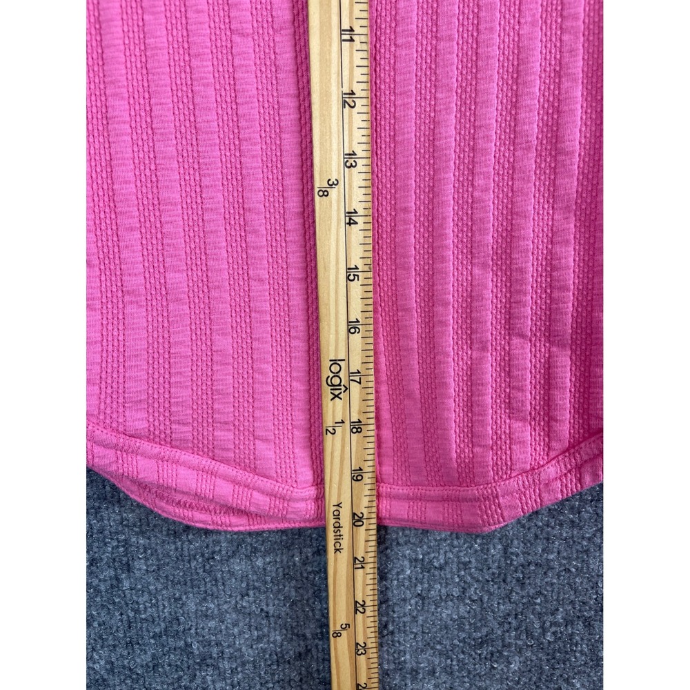 Pilcro Henley Top Womens Small Pink New Ribbed Snap Button Short Sleeve Shirt - Picture 6 of 8
